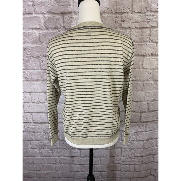 J Crew XS Merino Wool Metallic Striped Long Sleeve Sweater Stretchy Soft 9102 - Picture 5 of 7
